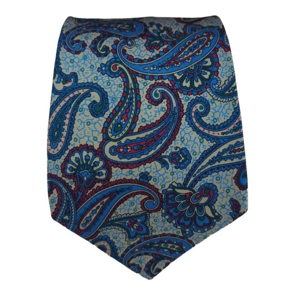 LUCIANO BARBERA Blue Paisley Silk Tie ITALY 60